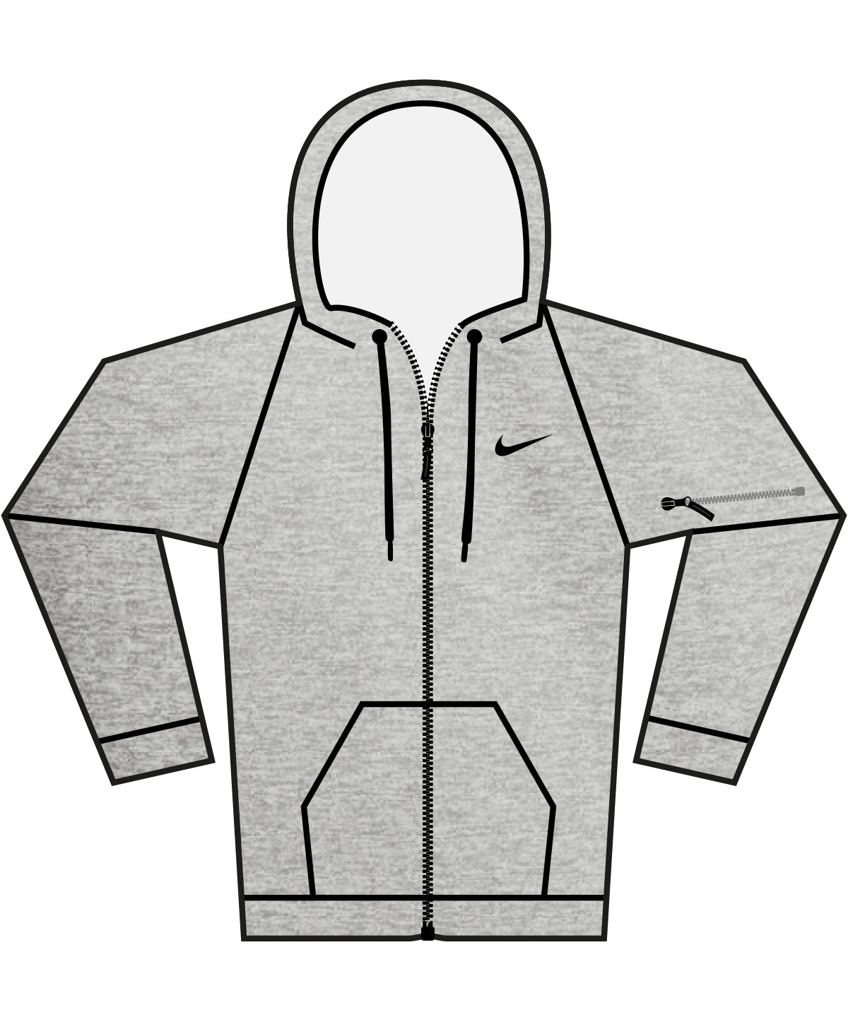 Nike Men’s full-zip fitness hoodie in Dark Grey Heather/ Particle Grey/ Black, front view