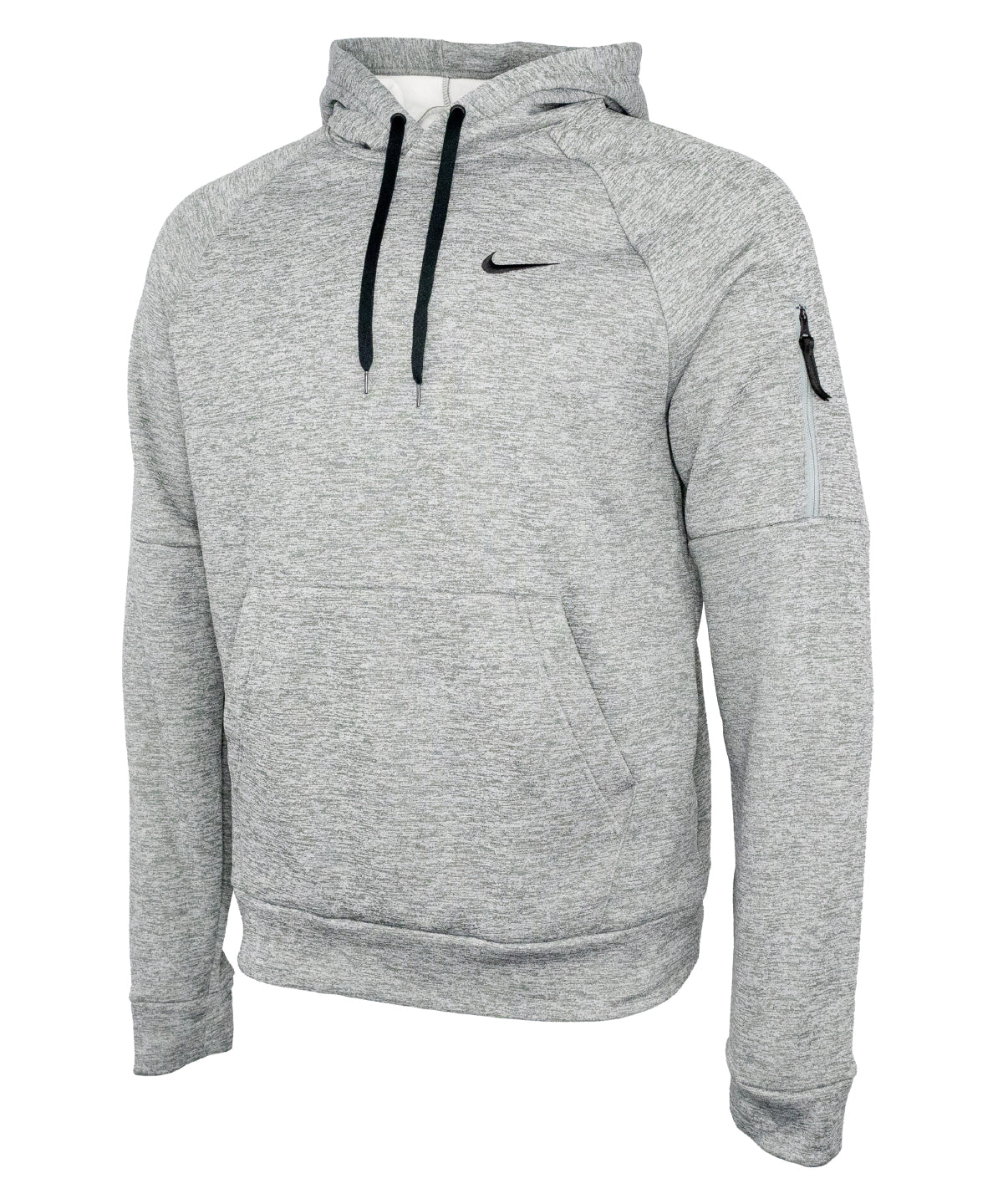 Nike Men’s pullover fitness hoodie in Charcoal Heather/Dark Smoke Grey/Black, front view