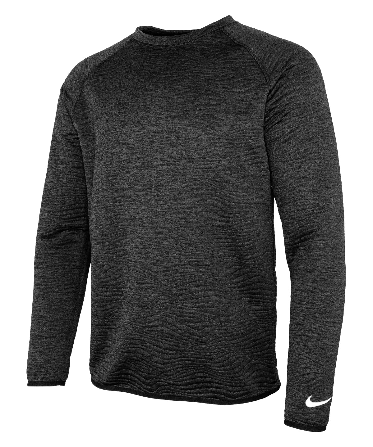 Nike Dri-FIT Tour crew quilted top in Black/Black/White, front view