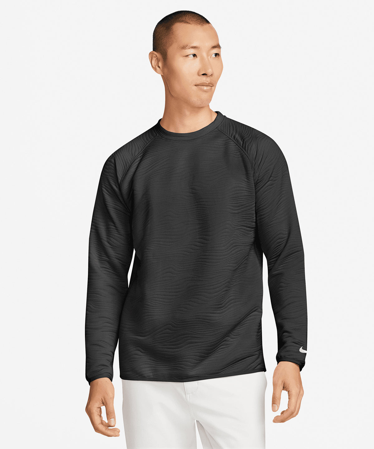 Nike Dri-FIT Tour crew quilted top, lifestyle photo