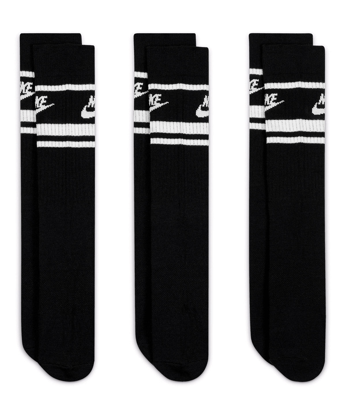 Nike Dri-FIT Sportswear everyday essential socks (3 pairs) in Black/White, front view