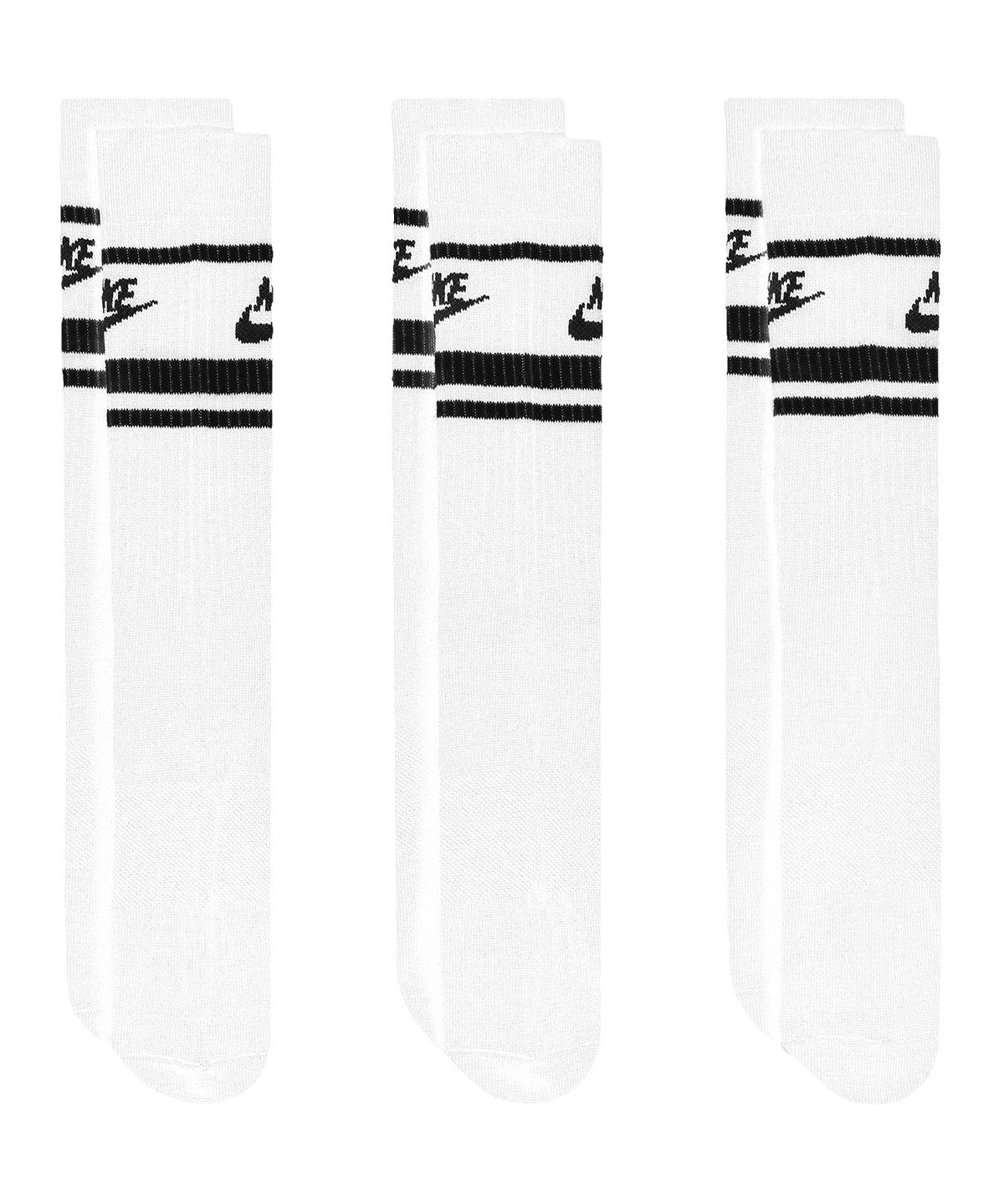 Nike Dri-FIT Sportswear everyday essential socks (3 pairs) in White/Black/Black, front view