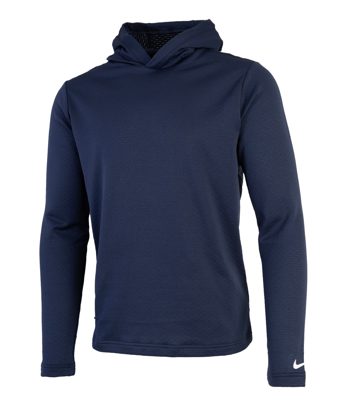 Nike Dri-FIT Tour hoodie in Midnight Navy/White, front view