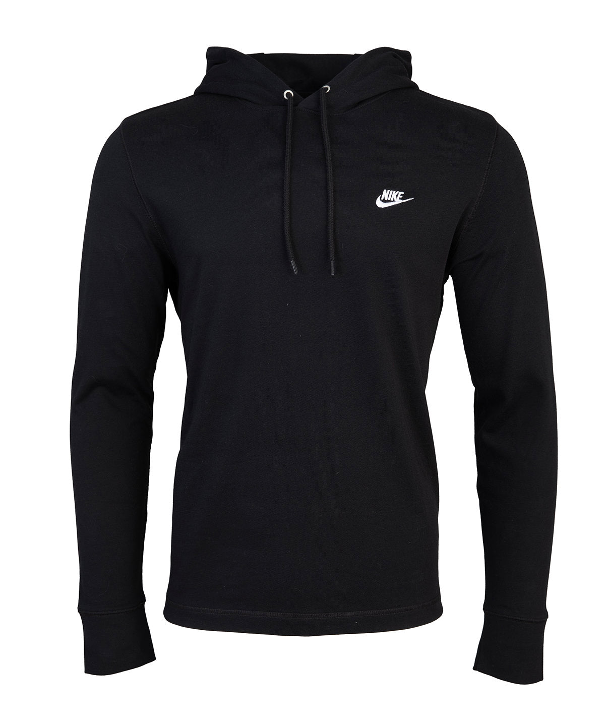 Nike Club knit hoodie in Black/Black/White, front view