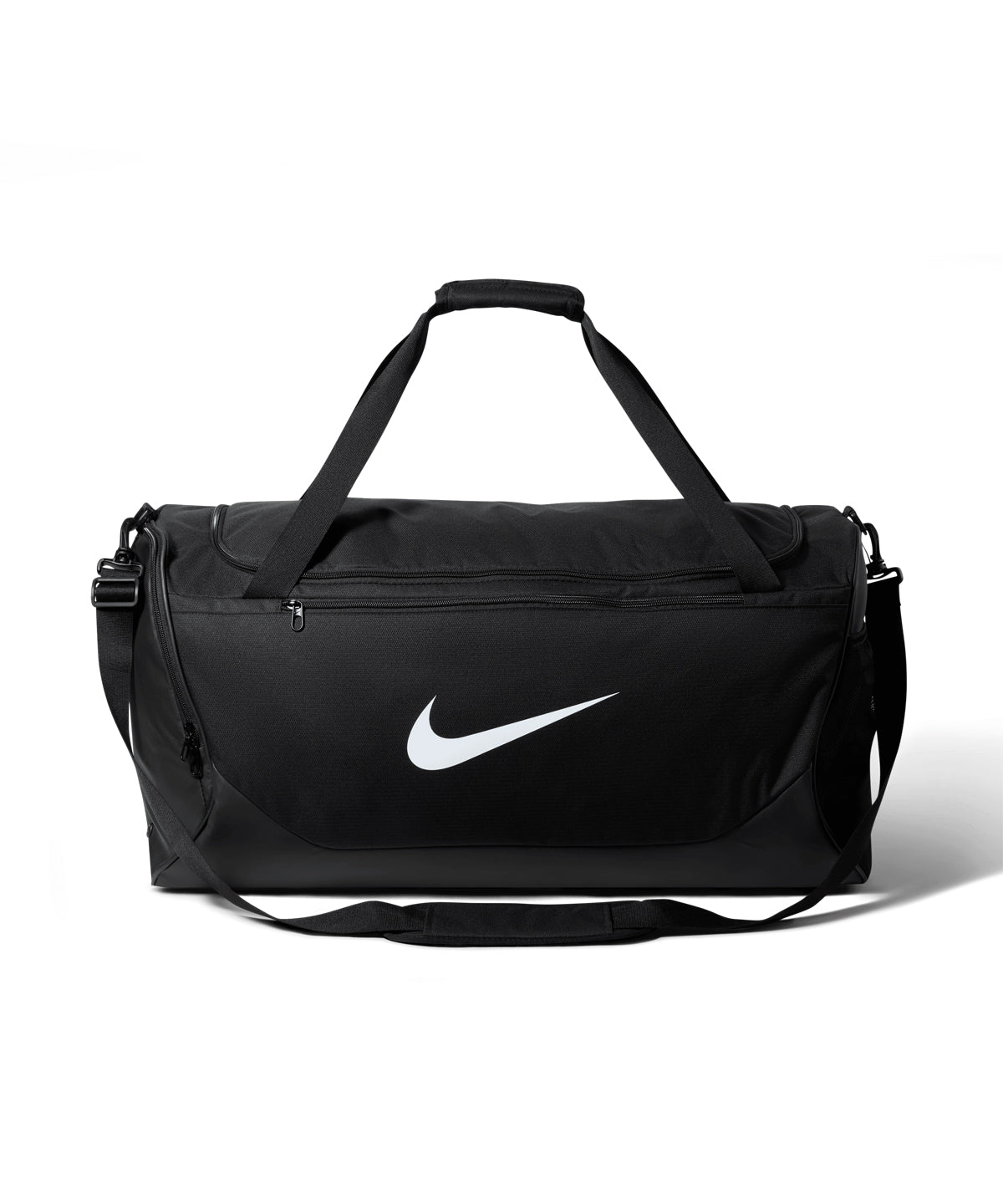 Nike Brasilia large duffle bag in Black/Black/White, front view