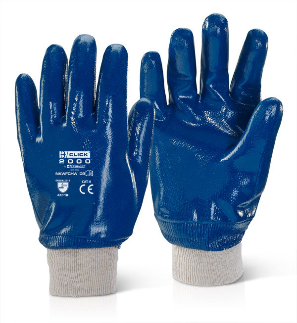 Click Beeswift Nitrile Knitted Wrist Fully Coated Heavy Weight Gloves, main product image