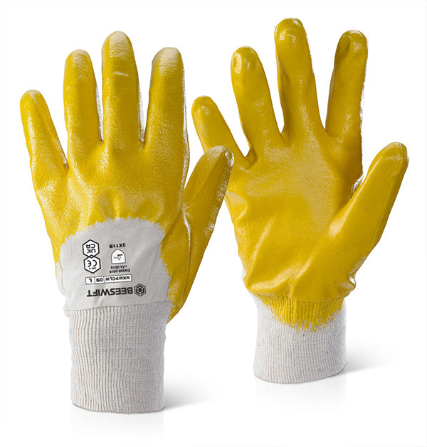 Click Beeswift Nitrile Knitted Wrist Palm Coated Light Weight Gloves, main product image
