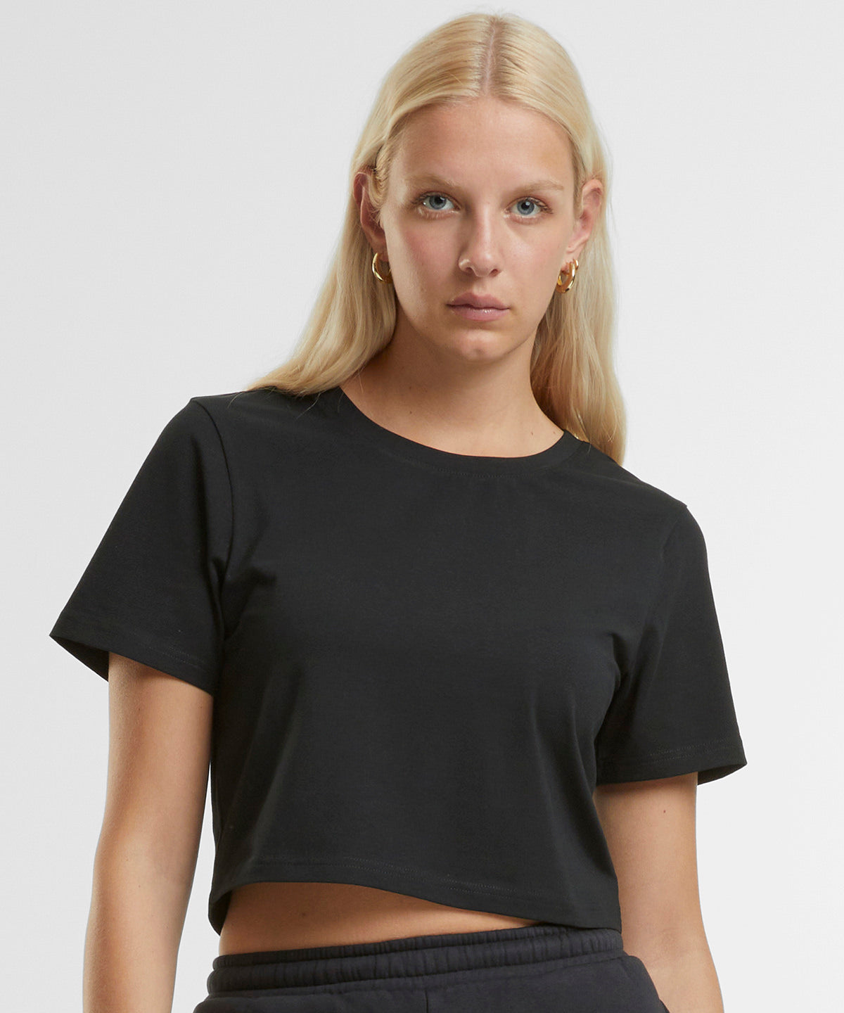 New Morning Studios Women’s cropped tee, lifestyle photo