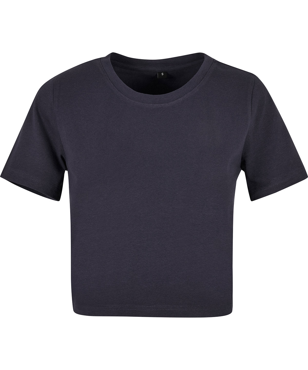 New Morning Studios Women’s cropped tee in Navy, front view