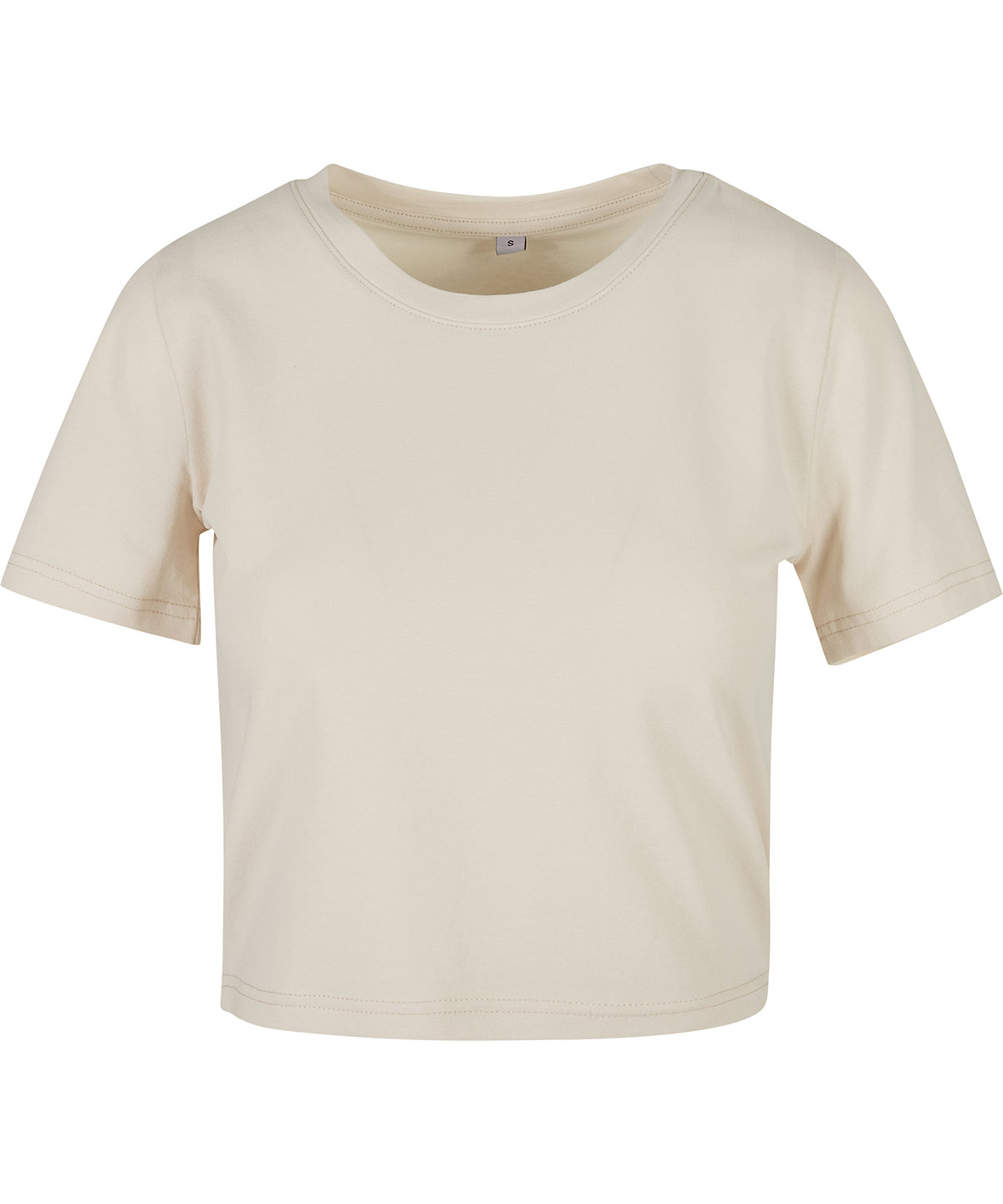 New Morning Studios Women’s cropped tee in Sand, front view