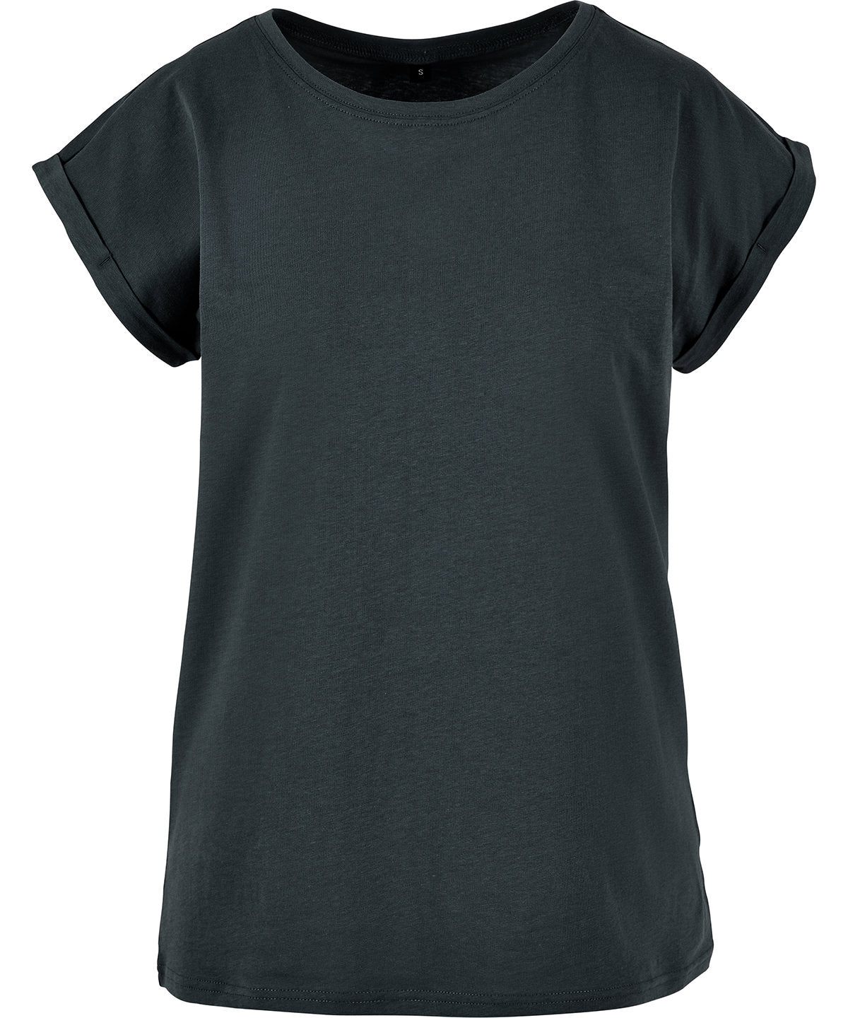 New Morning Studios Women’s regular extended shoulder tee in Magnet, front view