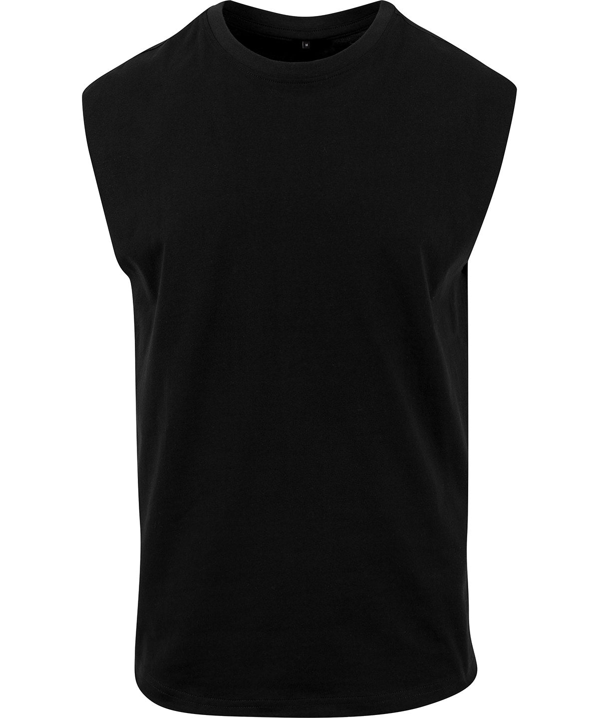 New Morning Studios Sleeveless tee in Black, front view