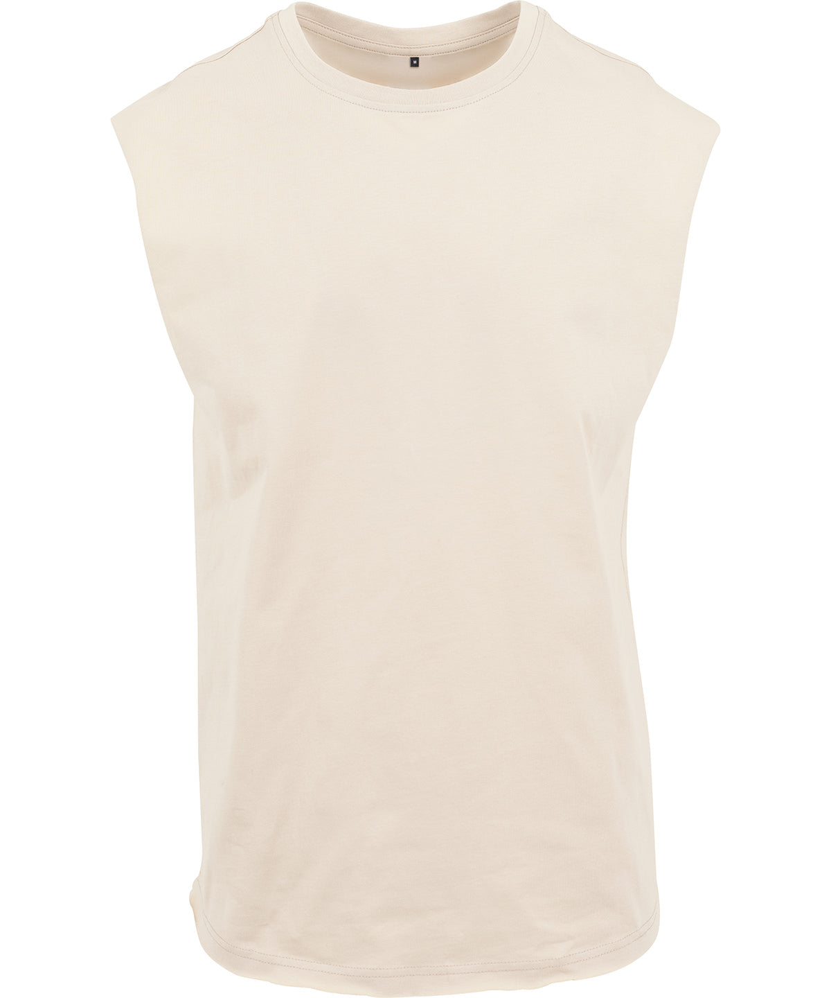 New Morning Studios Sleeveless tee in Sand, front view