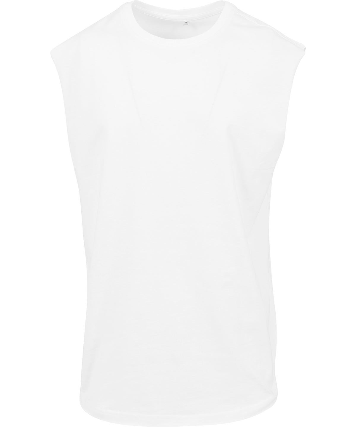 New Morning Studios Sleeveless tee in White, front view