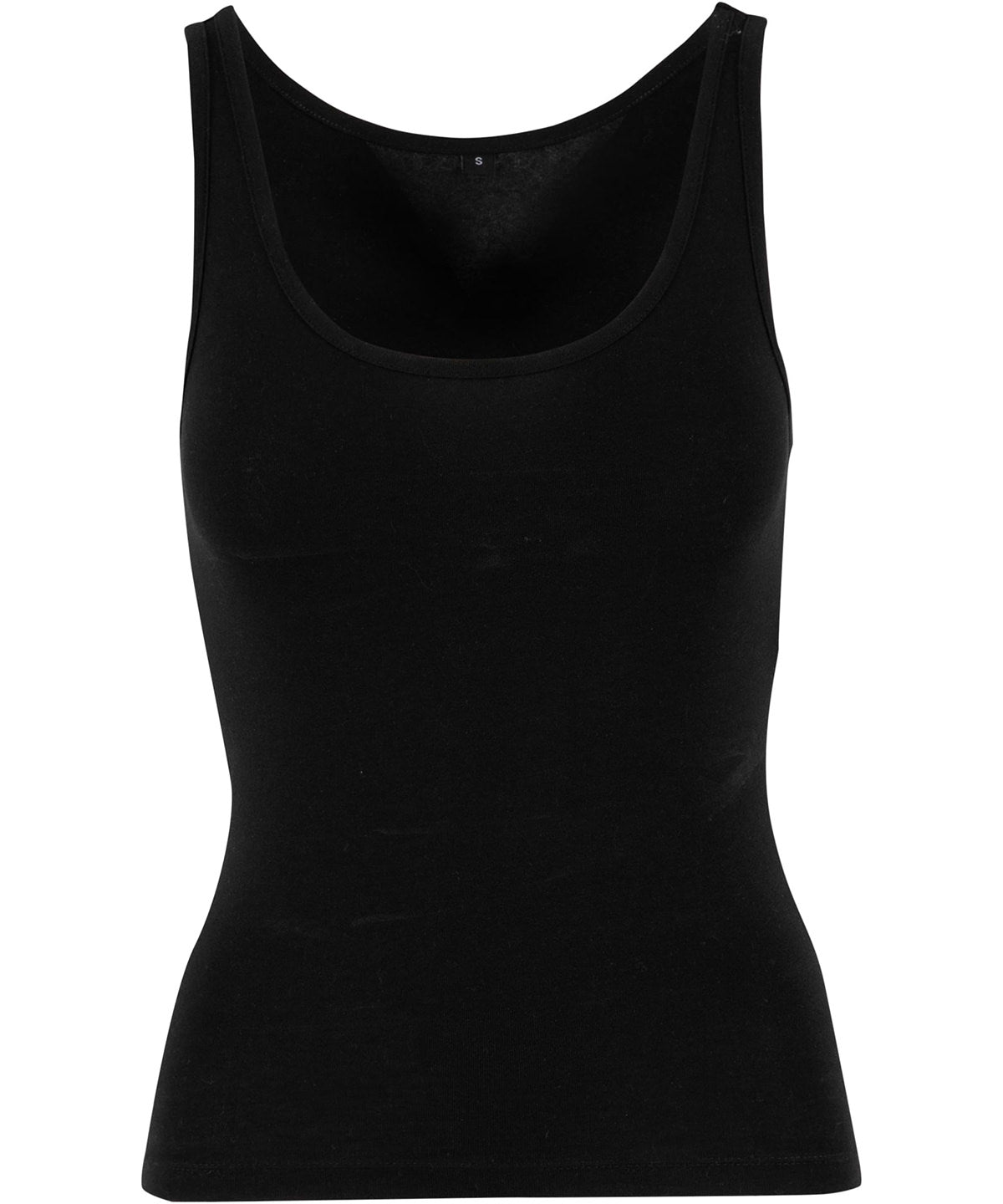 New Morning Studios Women’s basic tank top in Black, front view