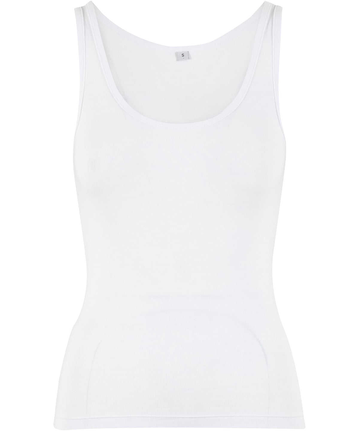 New Morning Studios Women’s basic tank top in White, front view