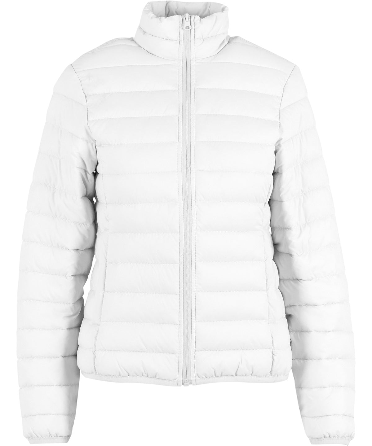 New Morning Studios Women’s light puffer jacket in White, front view