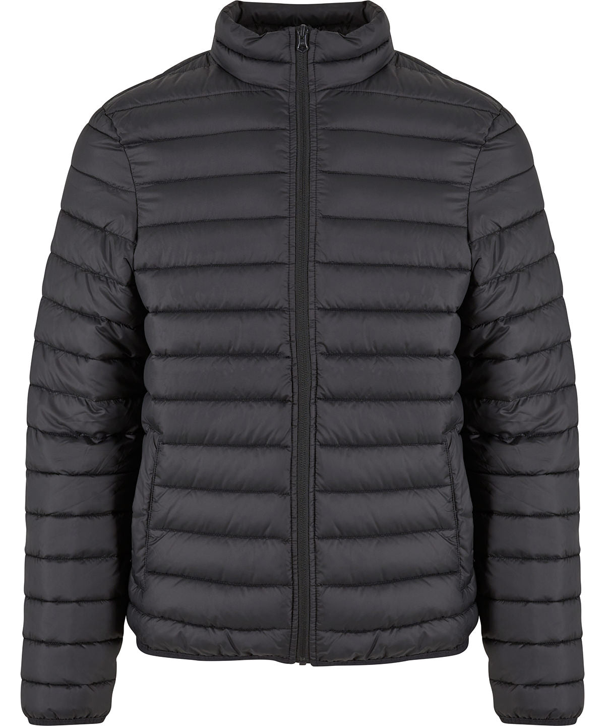 New Morning Studios Light puffer jacket in Black, front view