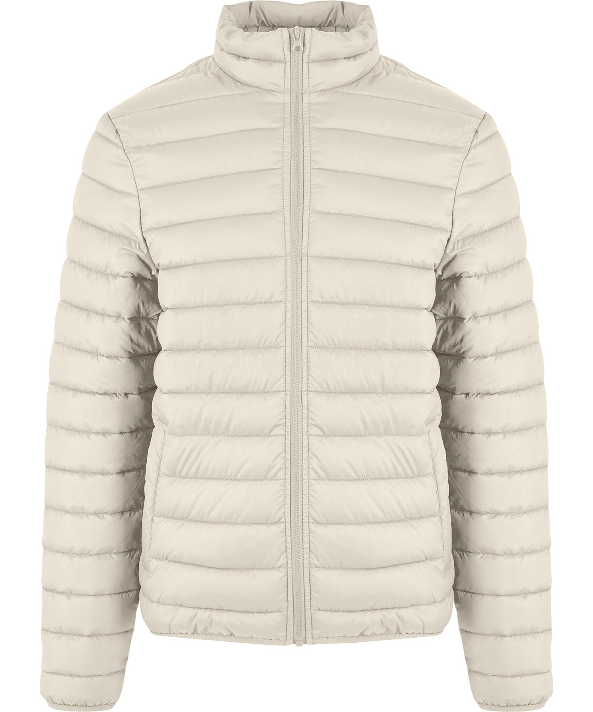 New Morning Studios Light puffer jacket in Sand, front view