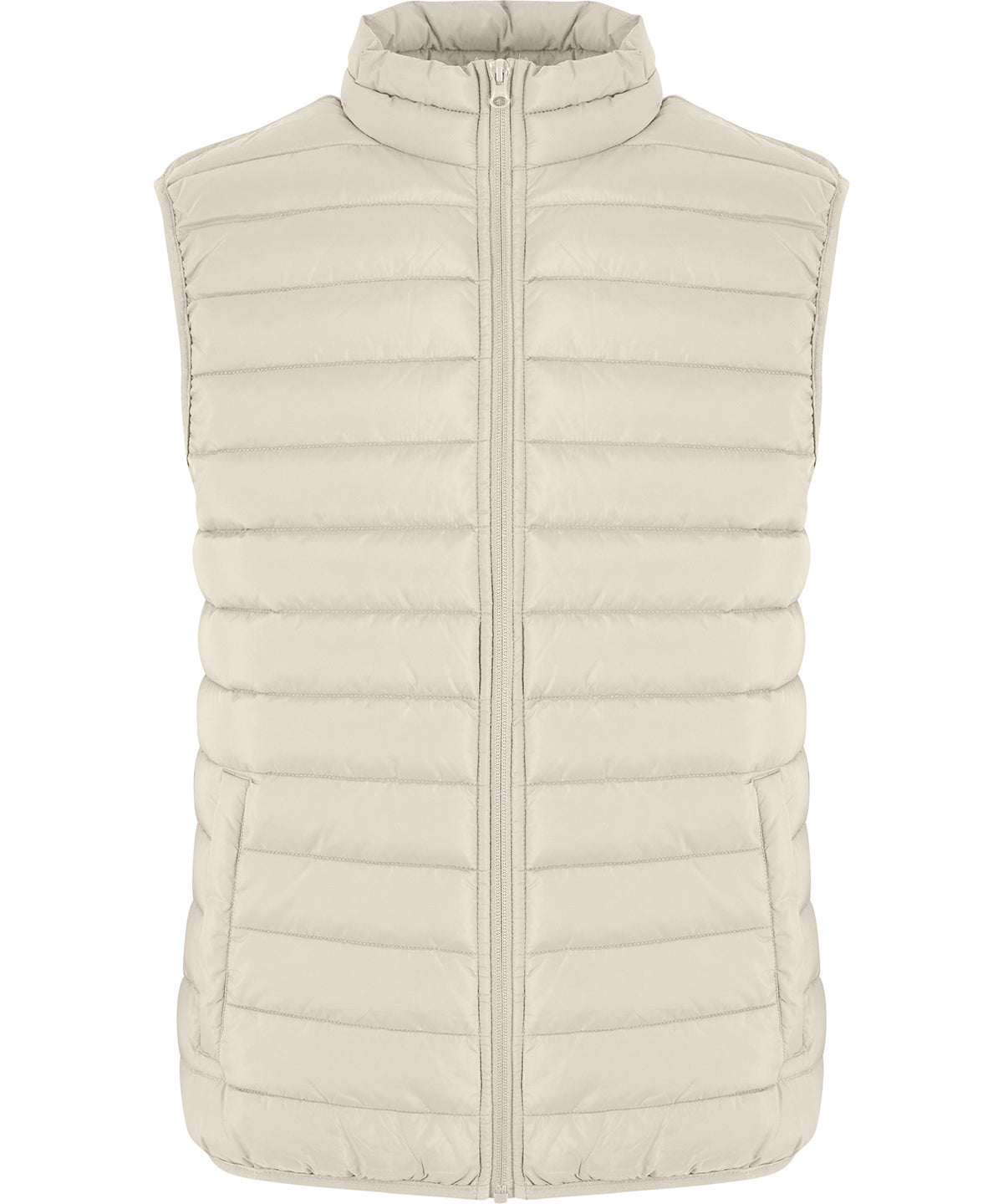 New Morning Studios Women’s light puffer vest in Sand, front view
