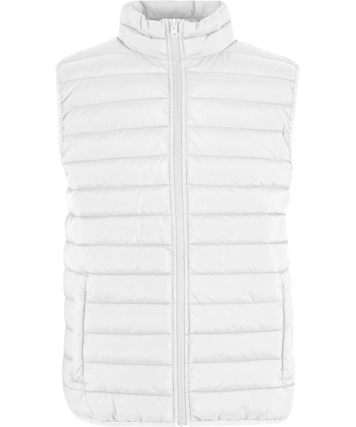 New Morning Studios Light puffer vest in White, front view