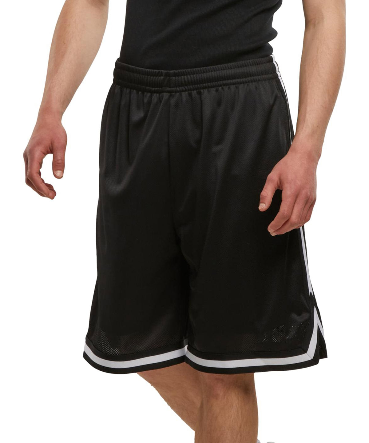 New Morning Studios Mesh shorts in Black, lifestyle photo