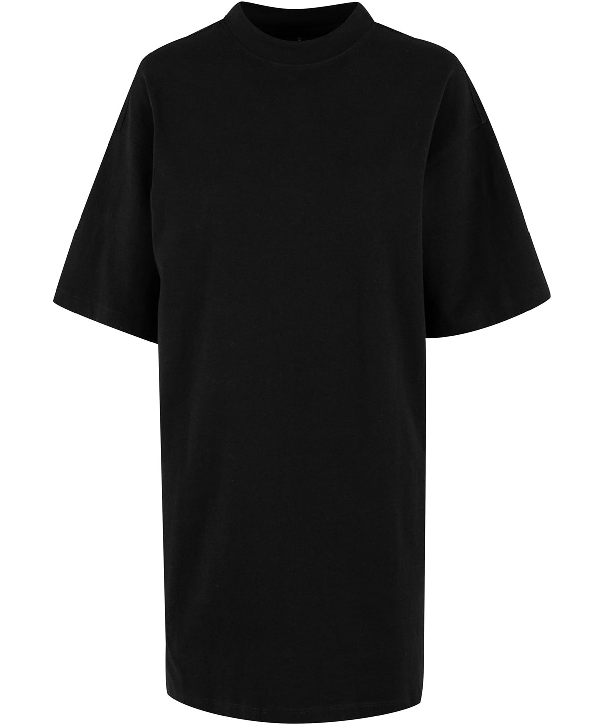 New Morning Studios Women’s heavy oversized tee dress in Black, front view