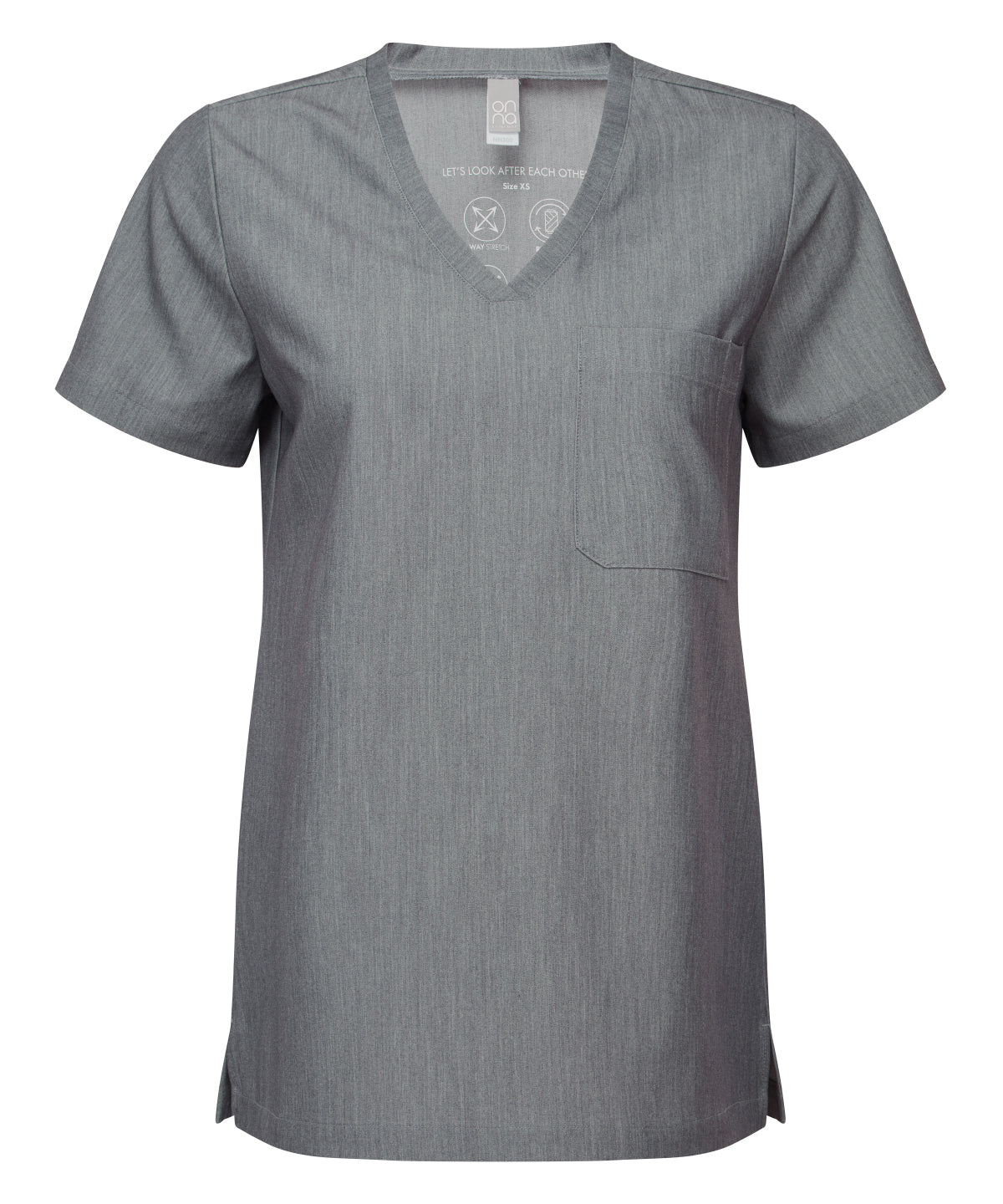 Onna by Premier Women’s Limitless Onna-stretch tunic in Dynamo Grey, front view