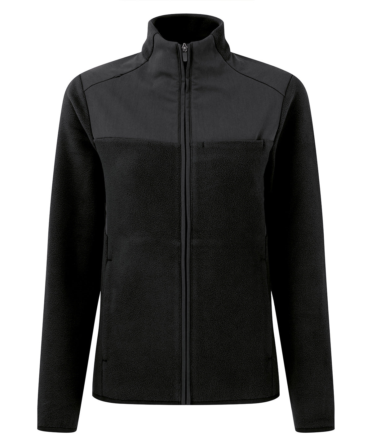 Onna by Premier 'Agility' women's panelled fleece jacket in Black, front view