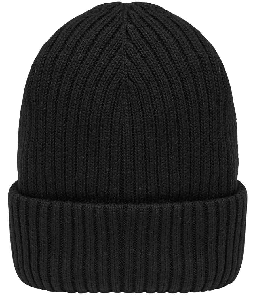 Native Spirit Wide Cuffed Beanie in Black, front view