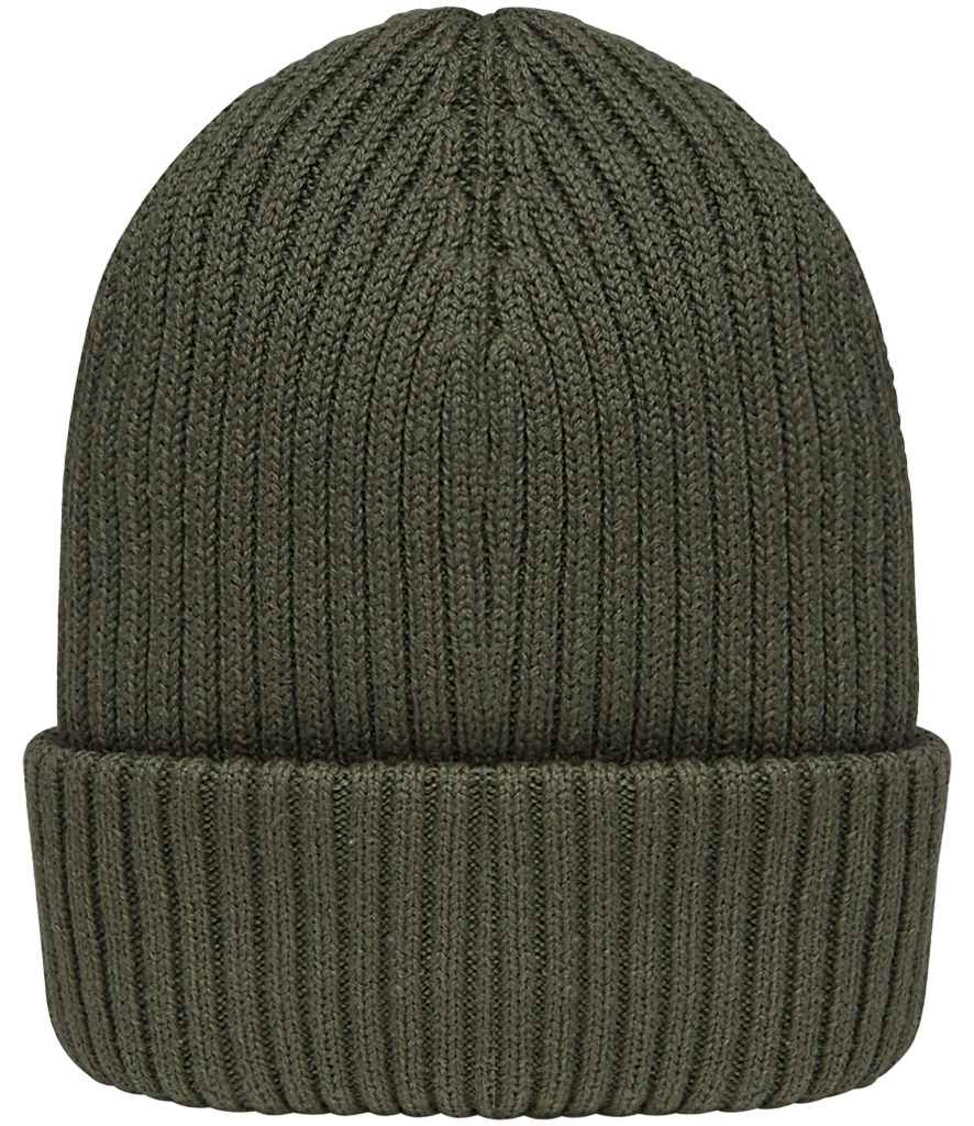 Native Spirit Wide Cuffed Beanie in Khaki, front view
