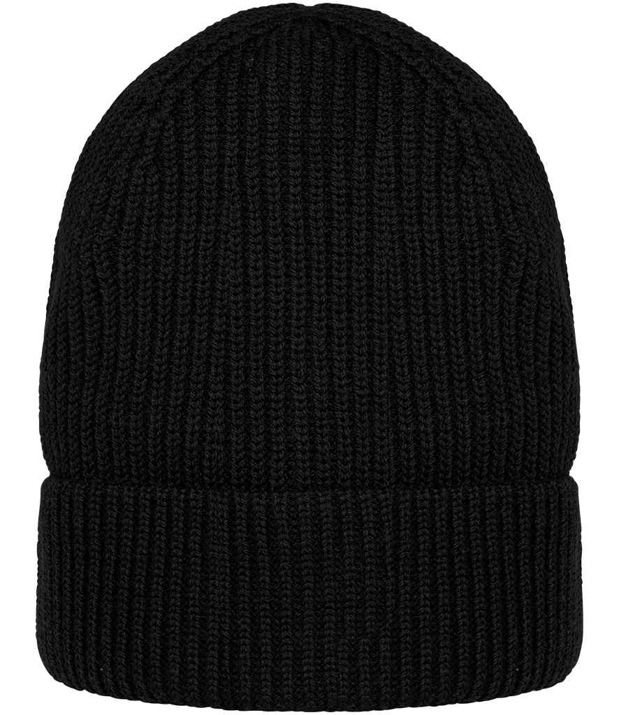 Native Spirit Merino Wool Beanie in Black, front view