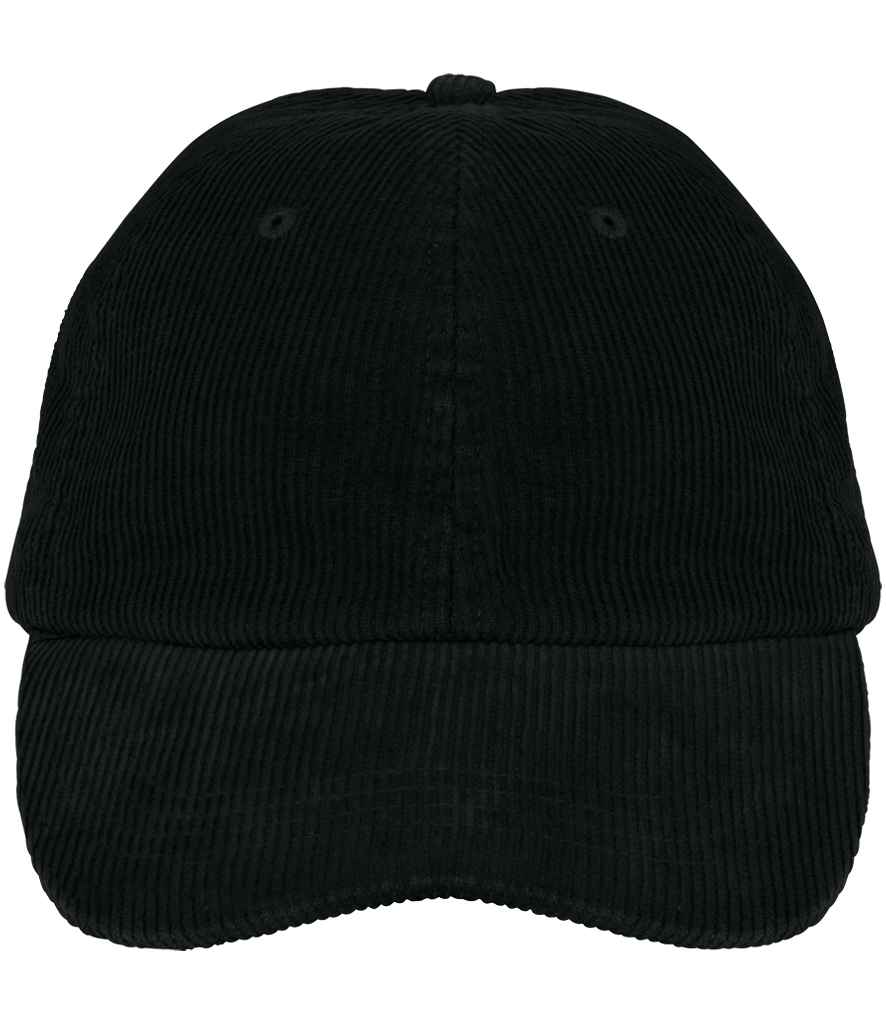 Native Spirit Corduroy 6 Panel Cap in Black, front view