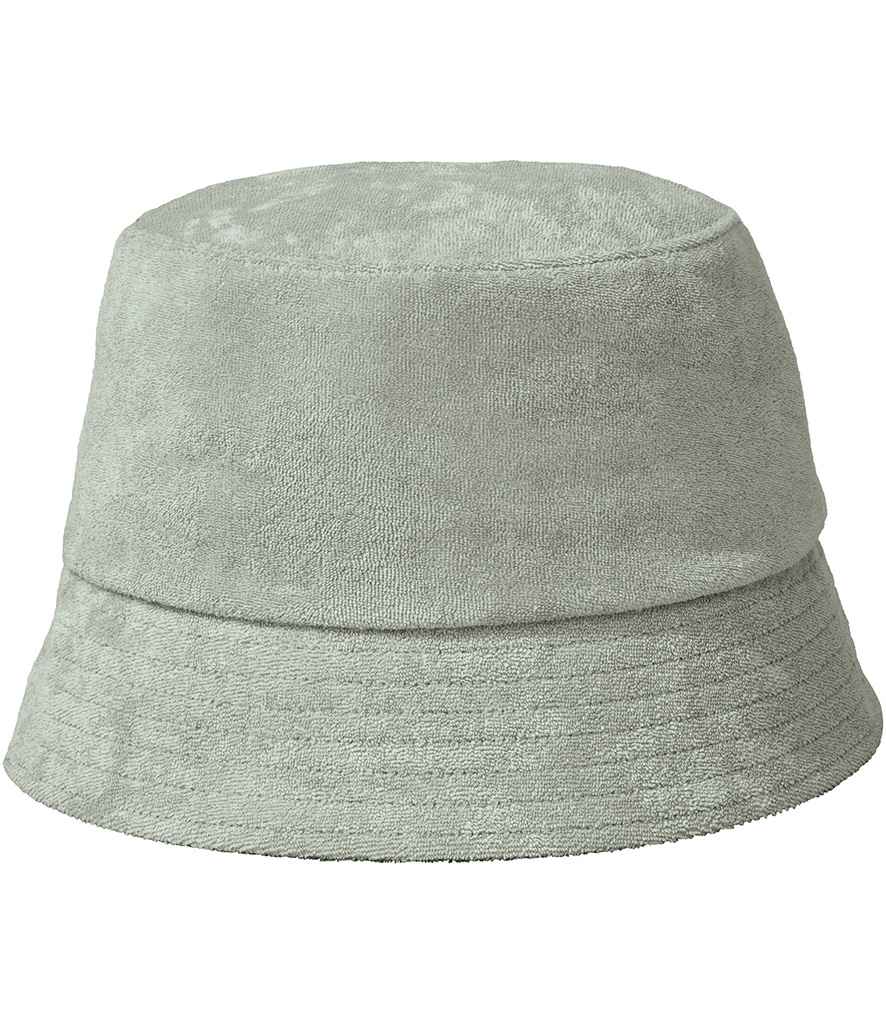 Native Spirit Terry Towel Bucket Hat in Almond Green, front view