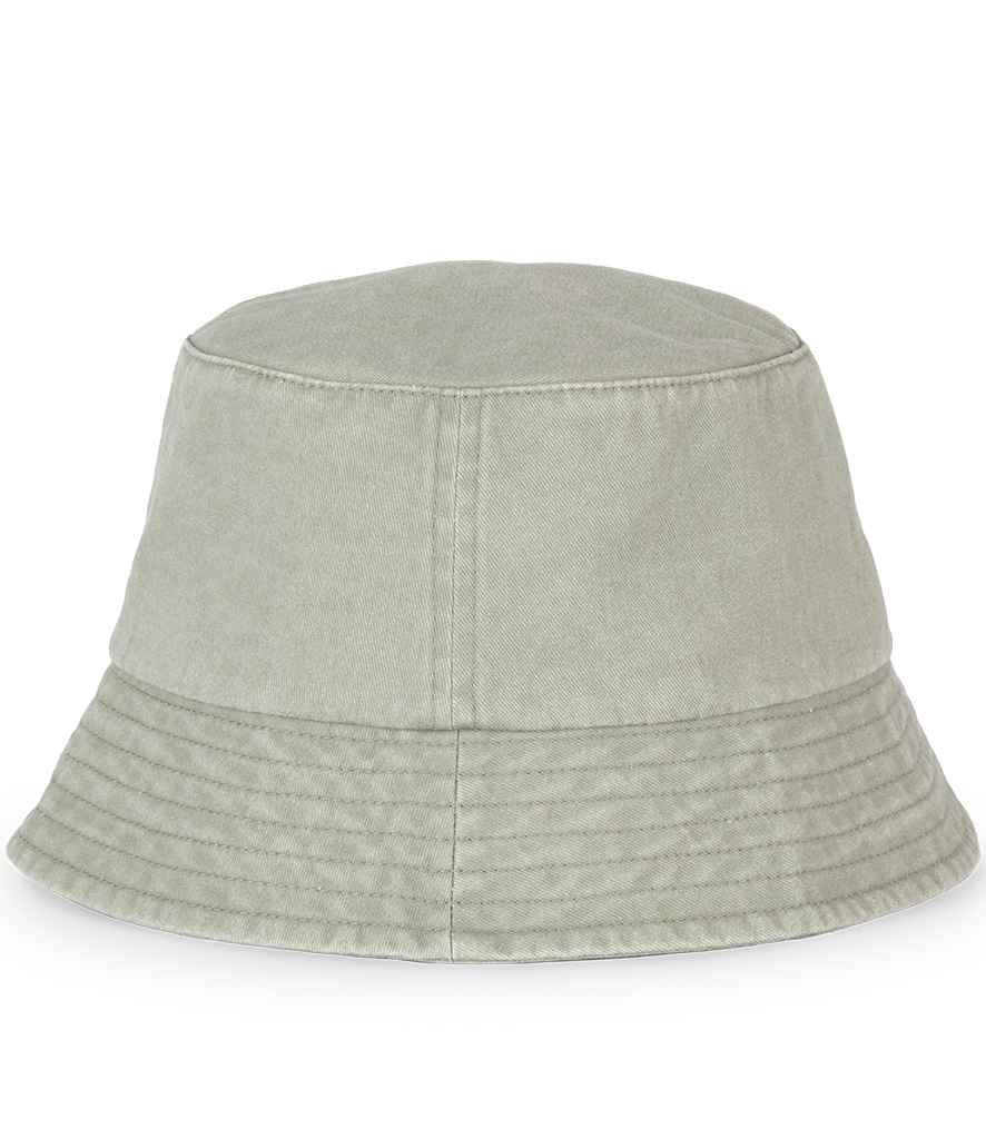 Native Spirit Faded Bucket Hat in Washed Almond Green, back view