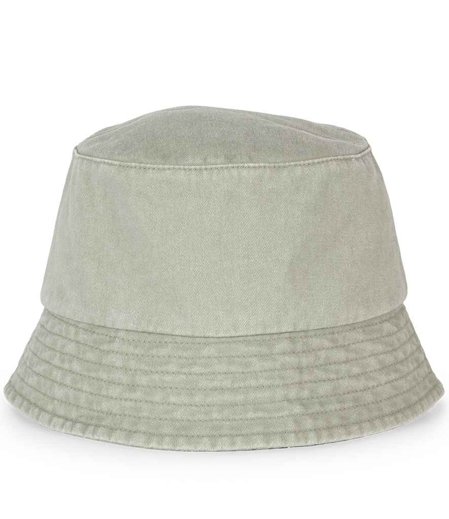 Native Spirit Faded Bucket Hat in Washed Almond Green, front view