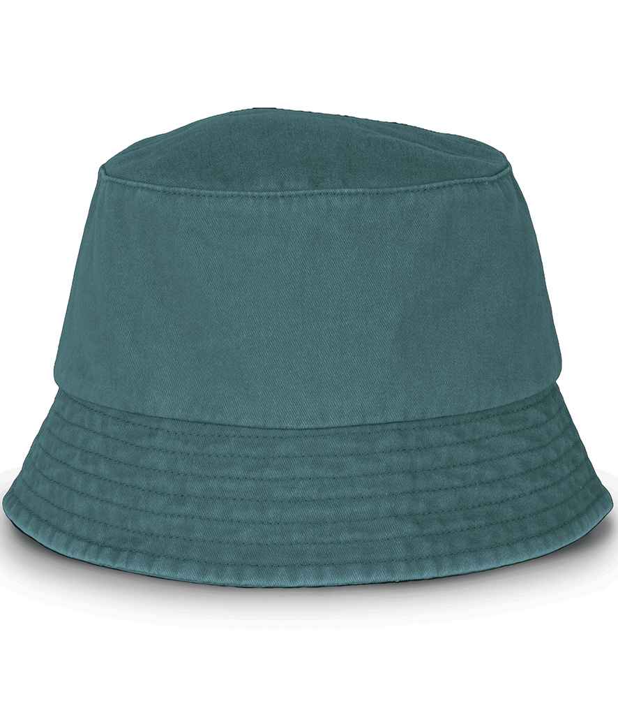 Native Spirit Faded Bucket Hat in Washed Amazon Green, front view