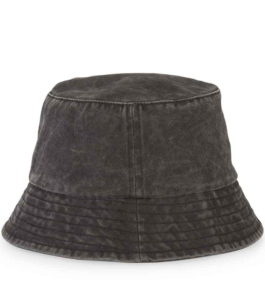 Native Spirit Faded Bucket Hat in Washed Black, back view