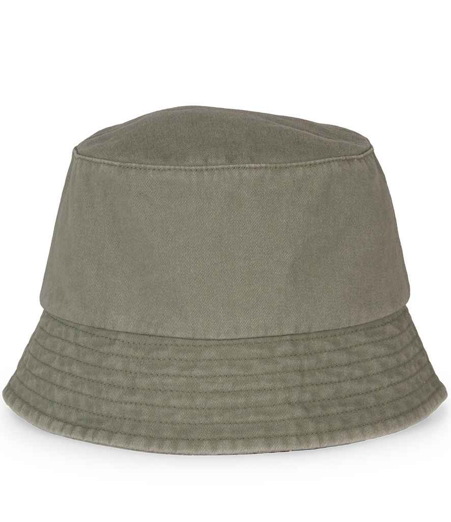 Native Spirit Faded Bucket Hat in Washed Organic Khaki, front view