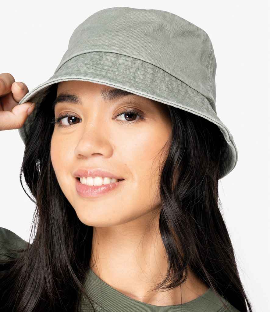 Native Spirit Faded Bucket Hat in Washed Organic Khaki