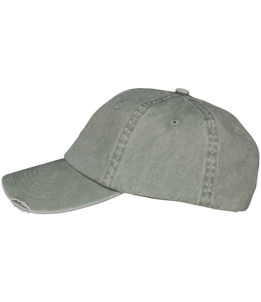 Native Spirit Washed Destroy Cap in Washed Almond Green, side view