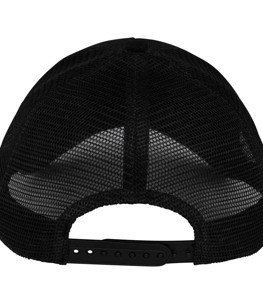 Native Spirit 5 Panel Trucker Cap in Black, back view