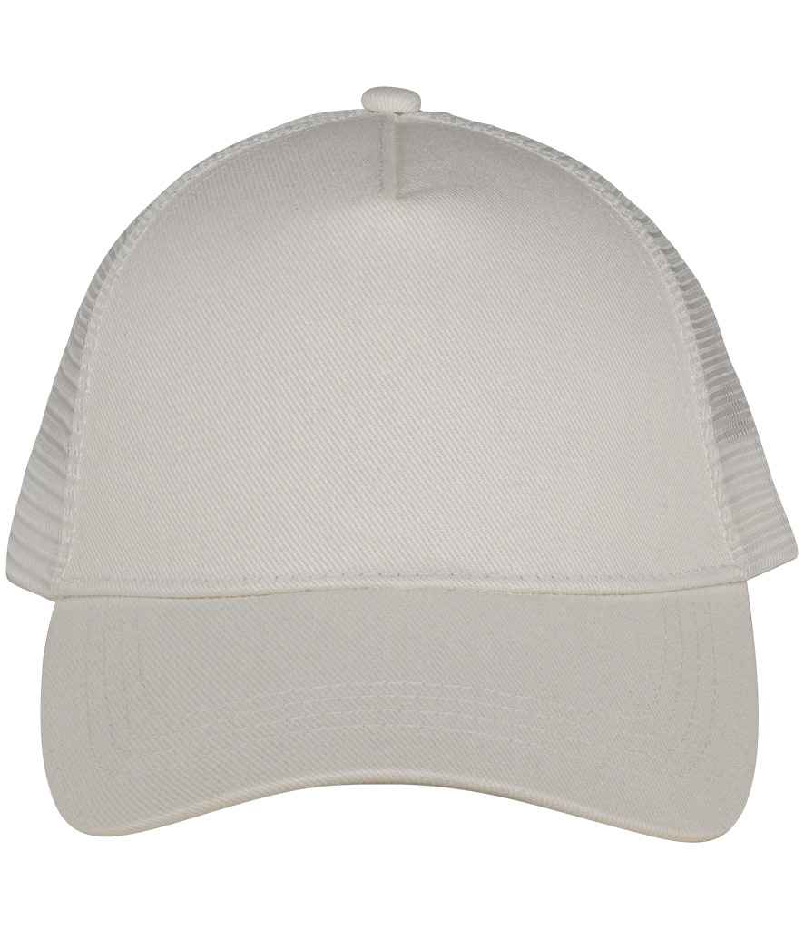 Native Spirit 5 Panel Trucker Cap in Ivory, front view