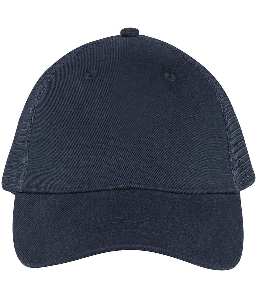 Native Spirit 5 Panel Trucker Cap in Navy, front view