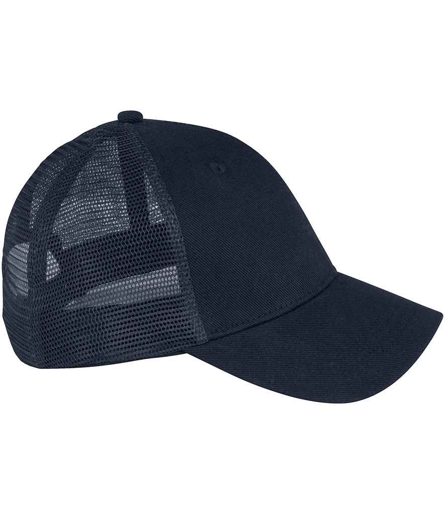 Native Spirit 5 Panel Trucker Cap in Navy, side view