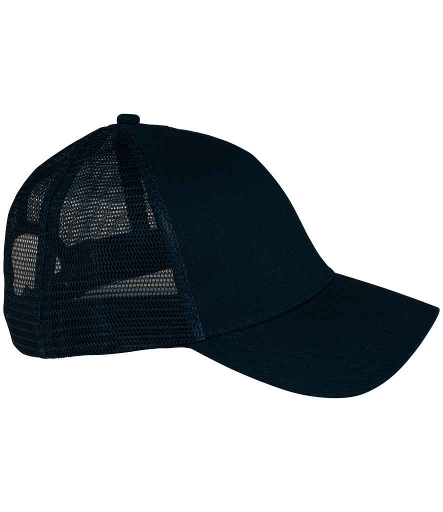 Native Spirit 6 Panel Trucker Cap in Black, side view