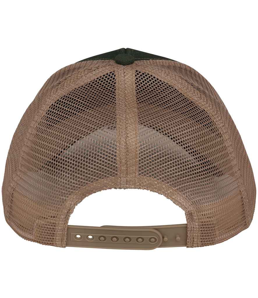 Native Spirit 6 Panel Trucker Cap in Organic Khaki/Beige, back view