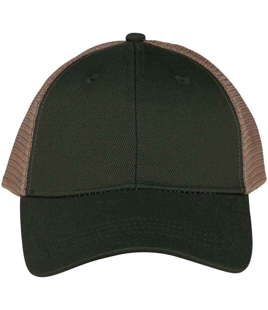 Native Spirit 6 Panel Trucker Cap in Organic Khaki/Beige, front view