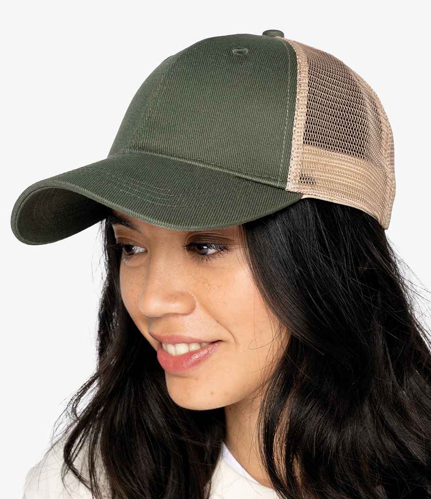 Native Spirit 6 Panel Trucker Cap in Organic Khaki/Beige