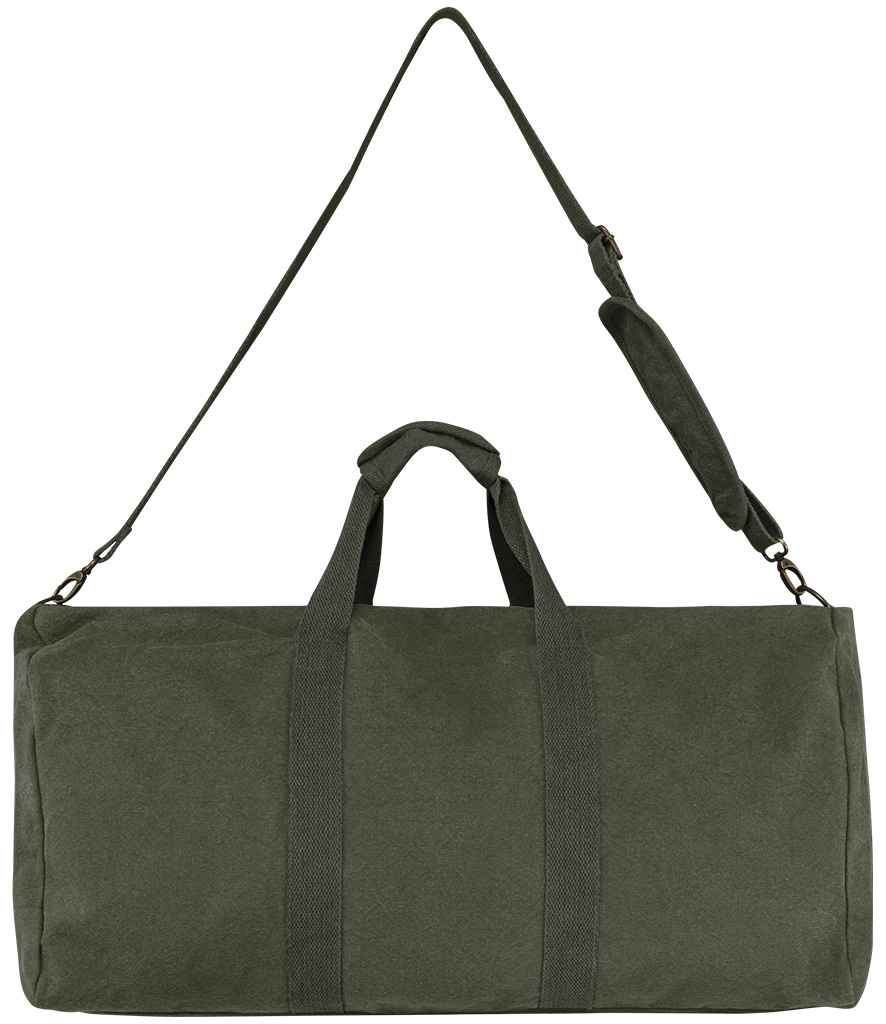 Native Spirit Vintage Travel Bag in Washed Organic Khaki, front view